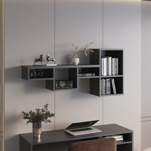 English Elm Shelf Engineered Wood 7-Tier Organizer 22" H x 47.2" W Slim Profile for Books, Office & Decor Black 36.61 L x 11.02 W x 4.33 H B097P250906