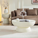 Matte White Fiberglass Coffee Table Set of 2 for Living Room, Sofa Front, Irregular Center Table, No Assembly