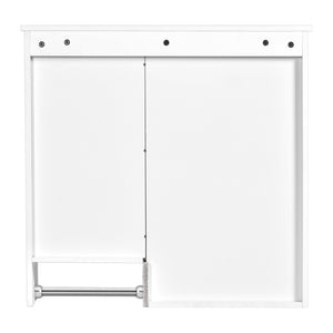 English Elm 29'' Modern Wall Mounted Medicine Cabinet with Mirror, Spacious Adjustable Shelves, Towel Bar and Durable MDF Finish White N710P209440K