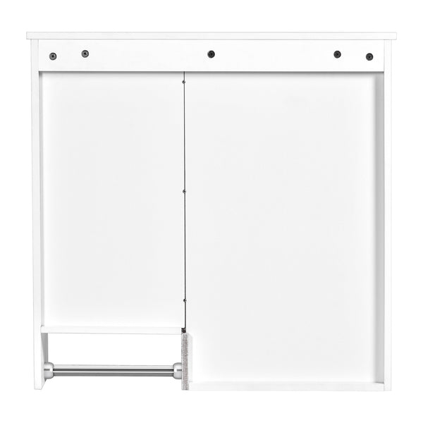 English Elm 29'' Modern Wall Mounted Medicine Cabinet with Mirror, Spacious Adjustable Shelves, Towel Bar and Durable MDF Finish White N710P209440K