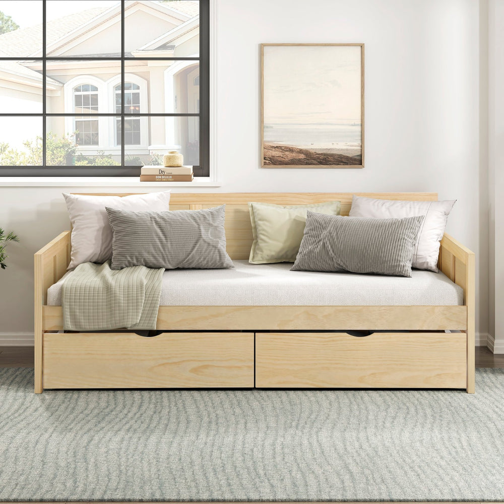 English Elm Daybed Solid Pine Wood Frame Transitional Sofa Sleeper for Studios and Guest Rooms B011S02450