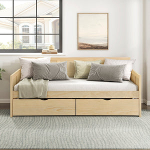 English Elm Daybed Solid Pine Wood Frame Transitional Sofa Sleeper for Studios and Guest Rooms B011S02450