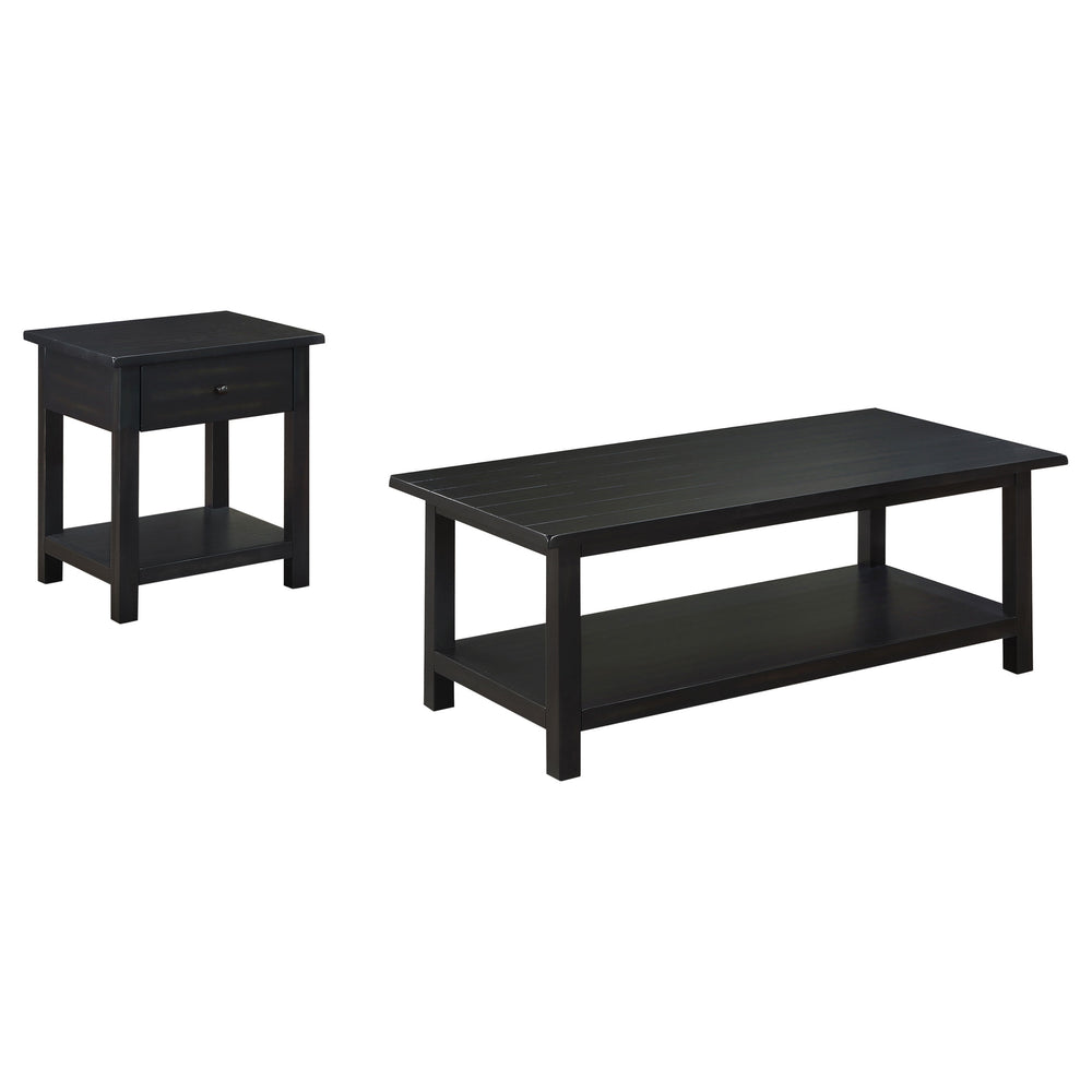 English Elm Castleton Farmhouse Pine Living Room Coffee and End Table Set with Worn Wood Finish B062S01639