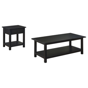 English Elm Castleton Farmhouse Pine Living Room Coffee and End Table Set with Worn Wood Finish B062S01639
