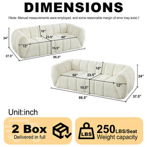 English Elm Chenille Cloud Sofa with Quilted Seat and Piano Key Backrest for Modern Living Rooms Beige W834S00635