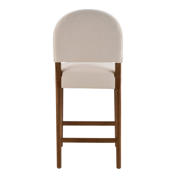 English Elm 26'' Rubberwood Fabric Counterstool Set Padded Backrest Kitchen Island Seating Beige N780P394271B