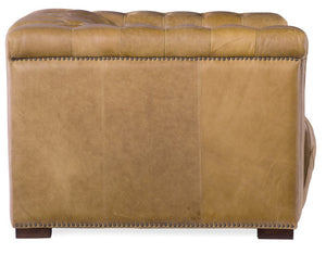 Hooker Furniture Savion Grandier Power Recliner In Giovanni Taupe Leather With Tufted Back, Nailhead Trim, Power Headrest Light Brown SS434-P1-086