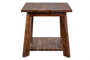 Porter Designs Kalispell Solid Sheesham Wood End Table – Handcrafted Elegance With Unique Grain Brown Wood 05-196-07-2439