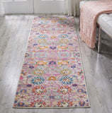 Nourison Passion PSN01 Machine Made Power-loomed No Border Indoor Only Bohemian Transitional Rug Silver, Pink and Grey 100% Polypropylene 99446387899