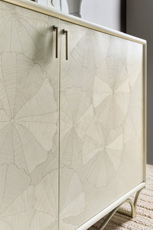 Hooker Furniture Melange White Lotus Hall Chest Artisan-Crafted White Lotus Marquetry, Soft-Close Doors, Gray Leafed Base 628-85723-02