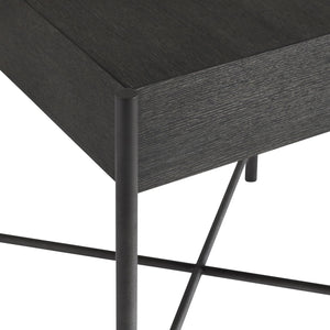 Bernhardt Bernhardt Wire-Brushed Oak Side Table With Textured Steel Base, Floating Top & X-Stretcher Accent 360126
