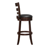 Homelegance By Top-Line Wyatt Ladder Back Faux Leather Swivel 29-inch Height Bar Stool Black Rubberwood