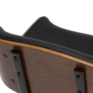 English Elm Dax Bentwood Office Chair with Tufted Vegan Faux Leather, Walnut Frame, Chrome Swivel Base Black B136P158582