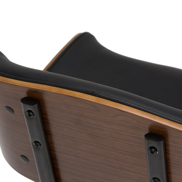 English Elm Dax Bentwood Office Chair with Tufted Vegan Faux Leather, Walnut Frame, Chrome Swivel Base Black B136P158582