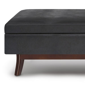 English Elm Owen Rectangular Storage Ottoman - Stylish Distressed Black Faux Leather With Hidden Storage Space B136P159181-GIGA