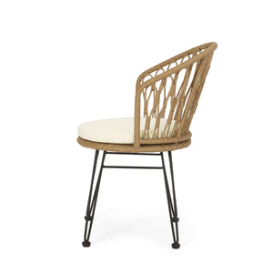 English Elm Christopher Knight Home® - TAVON Wicker Dining Chairs 2-Pack with Cushions, Light Brown PE Rattan, Hairpin Legs, Weather-Resistant Finish 71397.00