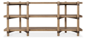 Hooker Furniture Vineyard Pecky Hickory Console Table In Sonoma Finish With Hammered Metal Brackets, Fits 80" Tv 6952-55470-80