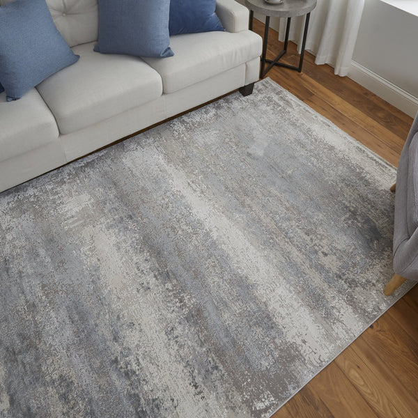 Feizy Rugs Cadiz Abstract Watercolor Area Rug - Luxurious Machine-woven Design Inspired By Spanish Elegance Taupe,Gray,Silver Viscose,Acrylic 8663888flgy000p22