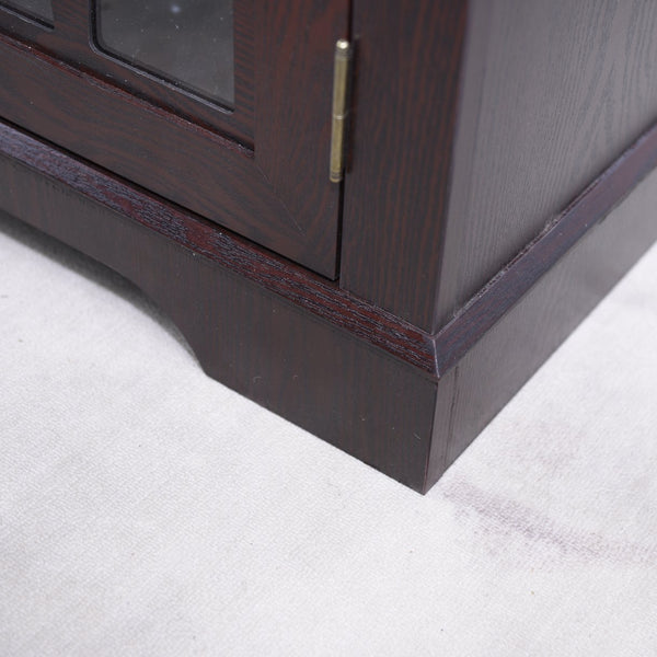 English Elm 48.66" Wide Tempered Glass Door Buffet Sideboard with Adjustable Shelves Dark Finish Ox Blood Red W2899P372746