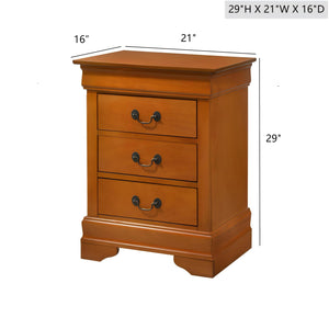 English Elm Elegant Oak Finished Nightstand with 3 Spacious Drawers, Solid Oak Durability, Ready-to-Use Classic Design B078108218