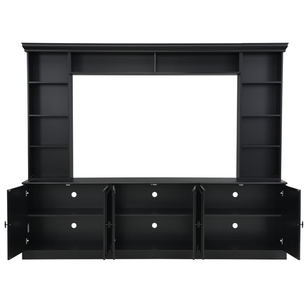 English Elm Tv Stand Mid-century Entertainment Center with Open Shelving and Enclosed Cabinet Storage N721P379051B