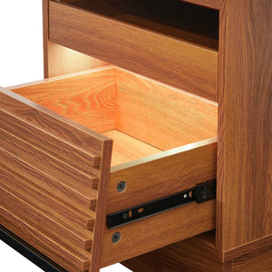 English Elm Christopher Knight Home® - Mid Mid Century Modern Nightstand with USB Charging Station, LED App-Control Lights, 2 Drawers, Sleek Design Yellow 22.24 L x 18.7 W x 7.09 H N761P255453Y