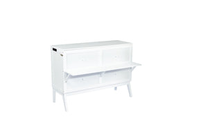 English Elm Queen Murphy Cabinet Bed Solid Pine Build with Usb Charging and Fold Out Desktop White W504S00168