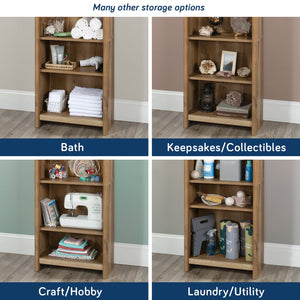 English Elm 5-Shelf Bookcase With Warm Brown Finish - Stylish, Adjustable, And Versatile Storage Solution For Any Space B356P402788