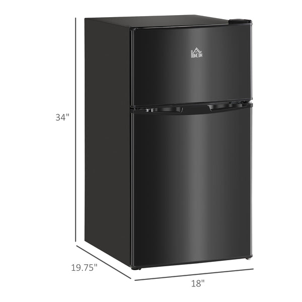 English Elm Homcom 3.2 Cu Ft Double Door Mini Fridge with Freezer for Dorm or Home Office W2225P173903