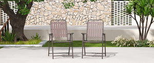 English Elm Brown Folding Patio Chair Set of 2 Wpc Slat Steel Frame Outdoor Seating 350lb W3979P392923