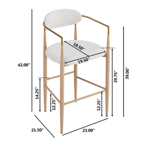 English Elm Christopher Knight Home® - Barstools Set Of 2 - Chic Beige Upholstered Bar Stools With Back, Natural Wood & Iron Legs, 260Lbs Capacity N779P248198N