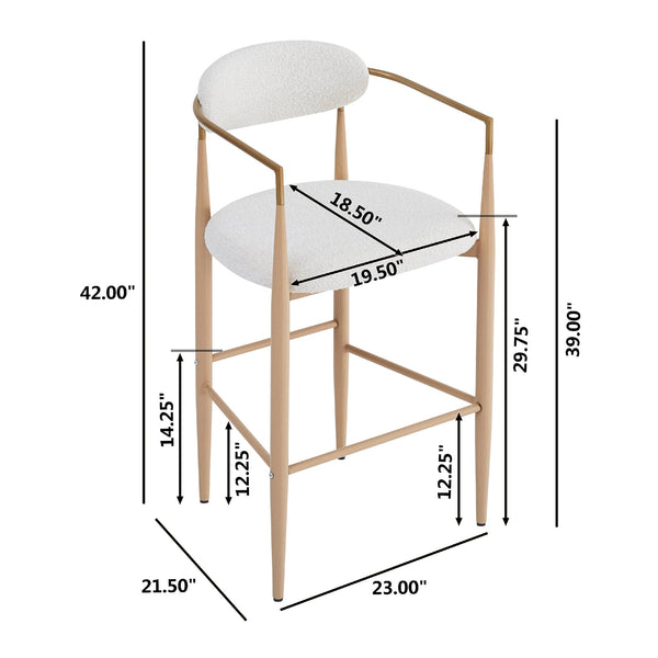 English Elm Christopher Knight Home® - Barstools Set Of 2 - Chic Beige Upholstered Bar Stools With Back, Natural Wood & Iron Legs, 260Lbs Capacity N779P248198N