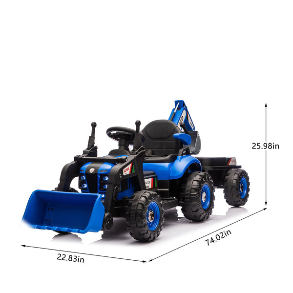 English Elm 24v Kids Electric Tractor with Swappable Construction Attachments and Parent Remote W1578P230011