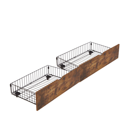 English Elm Queen Storage Bed Wood Headboard Metal Frame Usb Charging Two Under Drawer Bedroom W311S00063