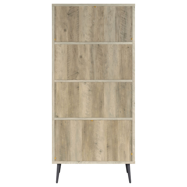 English Elm Minerva Staggered Shelf Bookcase with Drawers in Distressed Pine Scandinavian Style B062P447806