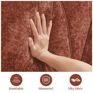 English Elm 110''boneless Velvet Sectional Sofa Modular Cloud Seating with Tufted Cushions for Living Rooms Red+Brown W714S01607