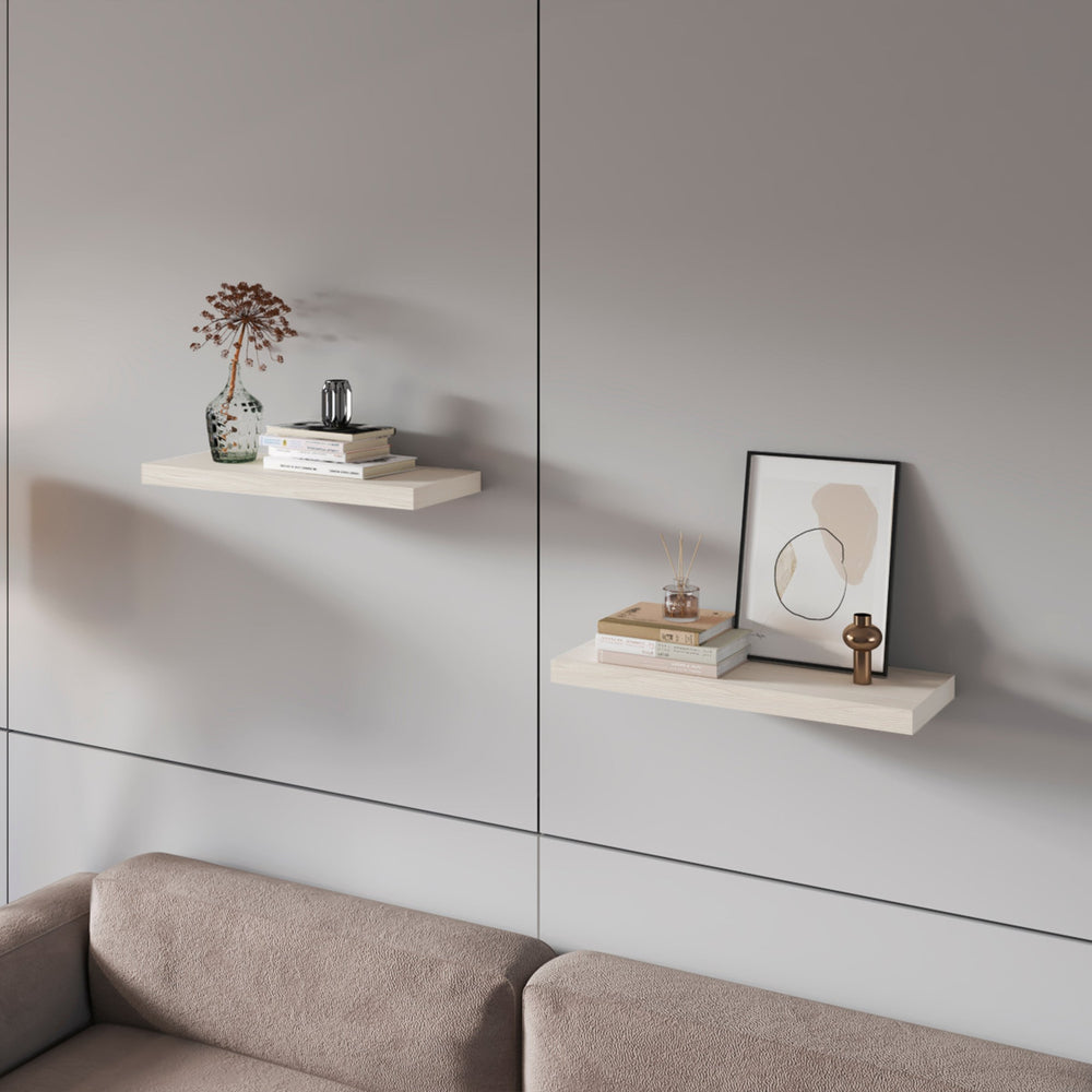 English Elm White Oak Floating Shelf with Concealed Mounts, Scratch‑Resistant Finish, Warm Natural Grain 31.5" x 9.8" B062P373795