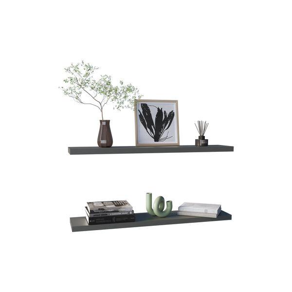 English Elm Ecco Floating Shelves Set of 2 47" — Sleek MDF Wall-Mounted Display with Hidden Brackets for Storage Grey 49 L x 11 W x 4 H B200P286946