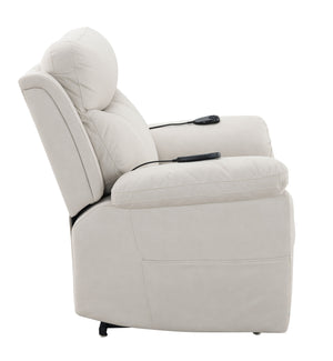English Elm Chriki Beige Polished Microfiber Power Recliner with Lift, Heated Massage, Ergonomic Support & Remote Comfort B2726P242437