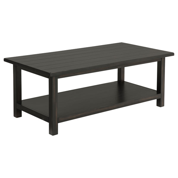 English Elm Castleton Java Finish 3 Piece Living Room Table Set with Open Shelves and Storage B062S01645