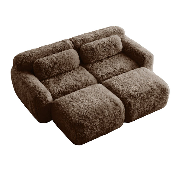 English Elm 80''soft Plush Modular Sectional Sofa with Chaise Deep Seat High Density Foam Living Room Chocolate W714S01539