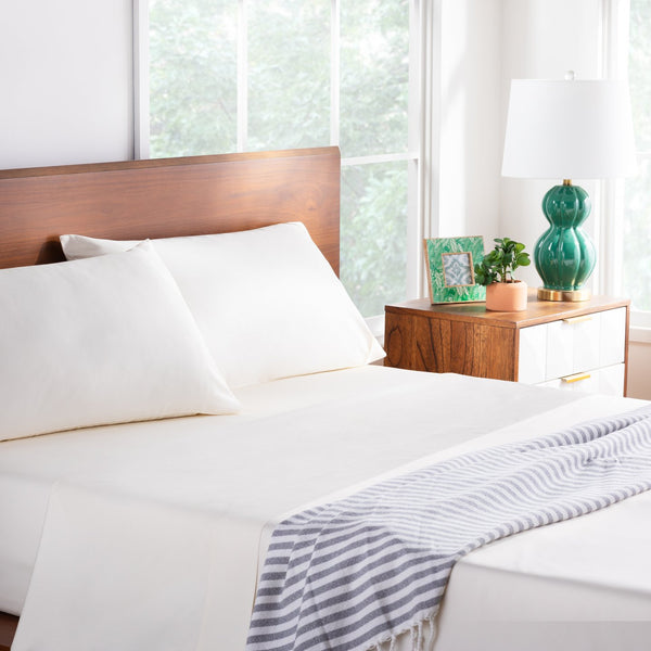 English Elm Linenspa 600TC Cotton Blend Pillowcase Set Queen Ivory – Ultra-Soft Weave, Fade-Resistant, Easy Care B350P394825