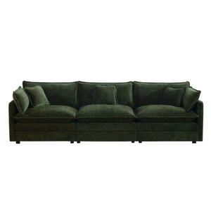 English Elm Mid-century Modern Chenille Sofa Solid Wood Frame Foam Cushions Living Room Seating W714S00462