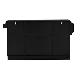 English Elm U_style Contemporary Buffet Cabinet Melamine Mdf Dining Room Storage with Adjustable Shelves Black N711P437643B