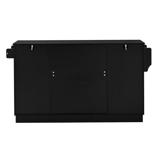 English Elm U_style Contemporary Buffet Cabinet Melamine Mdf Dining Room Storage with Adjustable Shelves Black N711P437643B