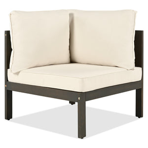 English Elm GO 4 Pieces Outdoor Acacia Wood Sofa Set with Removable Cushions, Woven Armrests & Coffee Table Beige,Grayish Brown N704G201249A