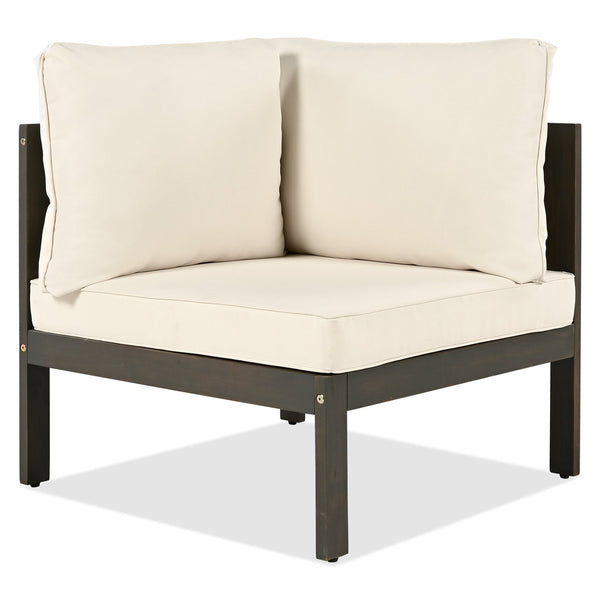 English Elm GO 4 Pieces Outdoor Acacia Wood Sofa Set with Removable Cushions, Woven Armrests & Coffee Table Beige,Grayish Brown N704G201249A