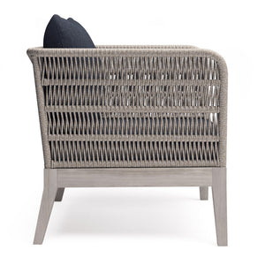 English Elm Santiago Outdoor Conversation Chair in Slate Grey — Handcrafted Acacia, Rope Wrap, Water-Repellent Cushions B136P159364