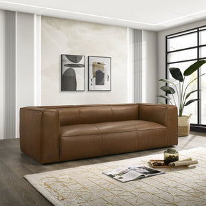 English Elm Colton Saddle Tan Milled Leather Sofa with Vintage Patina and Solid Wood Frame B183S00223