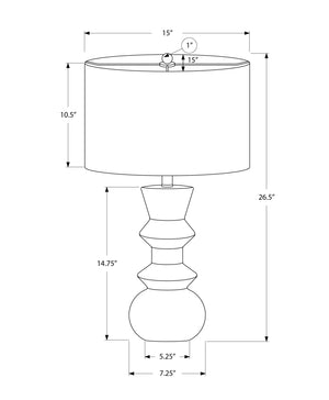 English Elm Lighting, Geometric Cream Ceramic Table Lamp with Ivory Drum Shade for Bedside or Office B2710P221319